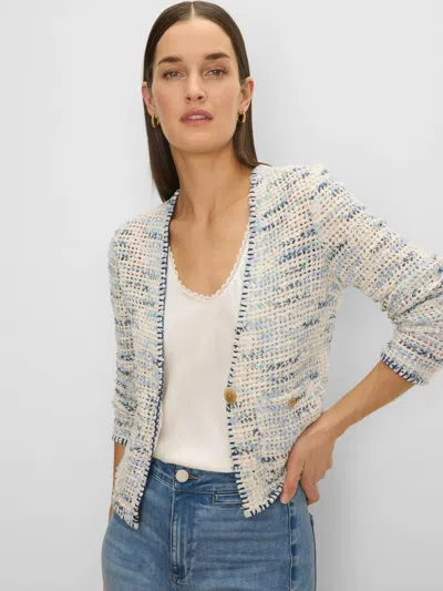 Nic + Zoe Misty Dawn Knit Jacket In Indigo Multi In Blue