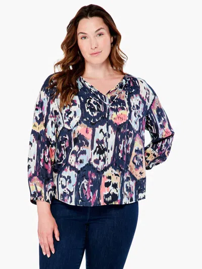 Nic + Zoe Misty Medalion Mix Top - Plus In Indigo Mix In Multi