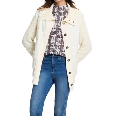 Nic + Zoe Mix Media Quilted Puffer Jacket In Classic Cream In Multi