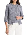 Nic + Zoe Nic+zoe Mixed Knit Fringe Trim Cardigan In Indigo Mix