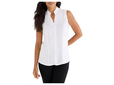 Nic + Zoe Mixed Media Collar Tank Top In White