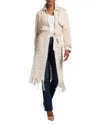 Nic + Zoe Nic+zoe Mixed Media Fringe Knit Jacket In Cream Multi