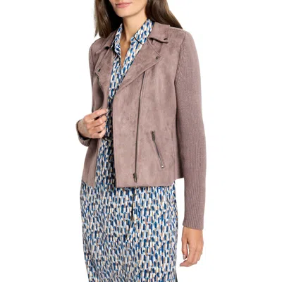 Nic + Zoe Nic+zoe Mixed Media Moto Jacket In Gold