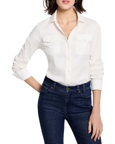Nic + Zoe Nic+zoe Mix Media Button-up Shirt In Paper White