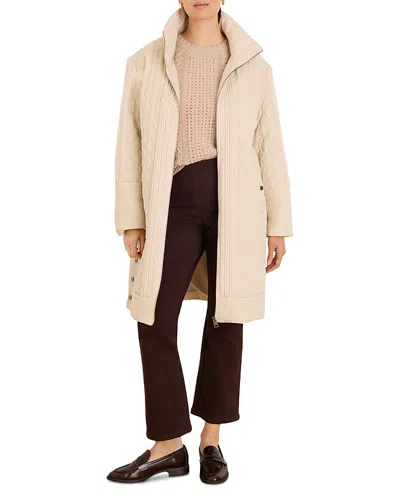 Nic + Zoe Nic+zoe Mixed Media Sweater Trim Quilted Coat In Neutral