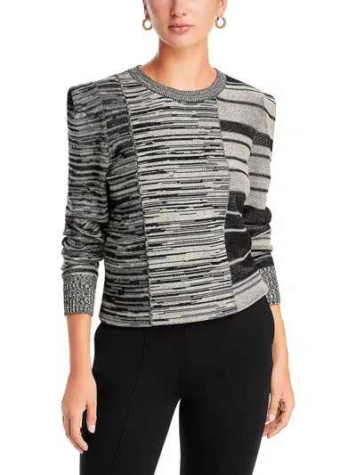 Nic + Zoe Mixed Musings Womens Cotton Blend Striped Crewneck Sweater In Multi