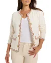 Nic + Zoe Mix Trim Knit Jacket In Cream Multi