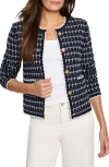 Nic + Zoe Nic+zoe Mixed Media Sweater Jacket In Indigo Multi
