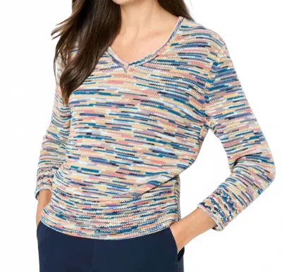 Nic + Zoe Mixed Up Space Dye Sweater In Pink Multi