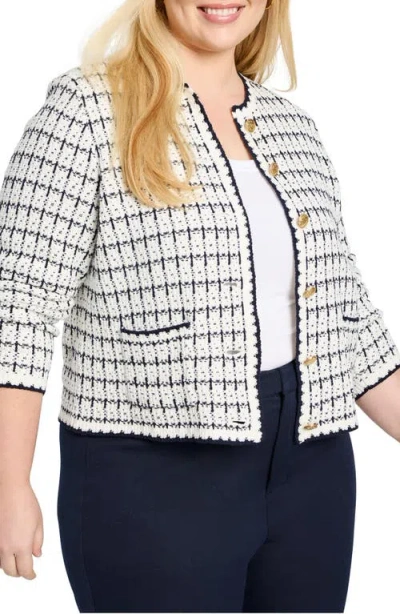 Nic + Zoe Nic+zoe Mixed Up Sweater Jacket In Cream Multi