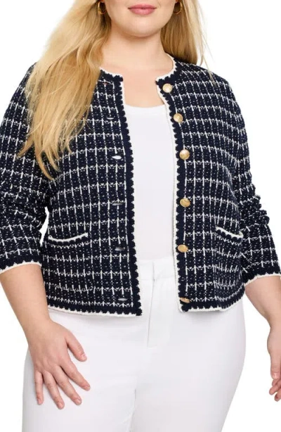 Nic + Zoe Nic+zoe Mixed Up Sweater Jacket In Indigo Multi