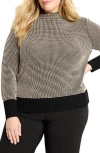 Nic + Zoe Nic+zoe Mock Neck Pixel Knit Sweater In Brown