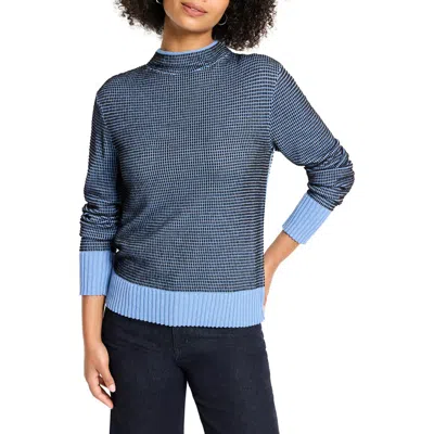 Nic + Zoe Nic+zoe Mock Neck Pixel Knit Sweater In Blue