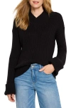 Nic + Zoe Nic+zoe Mock V-neck Rib Sweater In Black Onyx