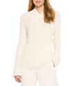 Nic + Zoe Nic+zoe Mock V-neck Rib Sweater In Classic Cream