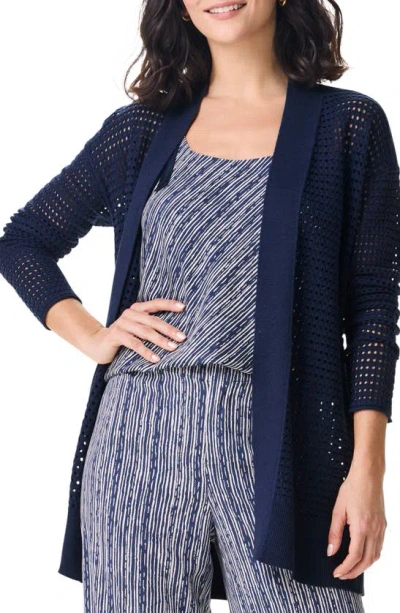 Nic + Zoe Moonlight Mesh Cardigan In Dark Indigo In Blue