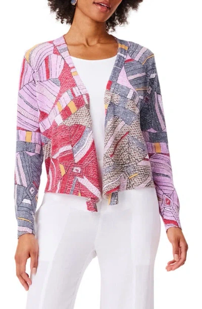 Nic + Zoe Mosaic 4-way Cotton Blend Cardigan In Pink Multi