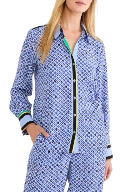 Nic + Zoe Mosaic Trimmed Shirt In Multi