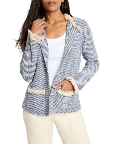 Nic + Zoe Neutral Fringe Trim Jacket In Blue
