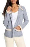 Nic + Zoe Petite Neutral Fringe Trim Jacket In Blue Multi