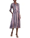 Nic + Zoe Nic+zoe Loren Animal Stripe Long Sleeve Midi Shirtdress
