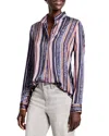Nic + Zoe Nic+zoe Animal Stripe Half Button Shirt In Multi