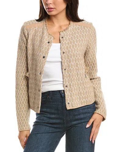 Nic + Zoe Nic & Zoe Brocade Fringe Knit Jacket In Neutral