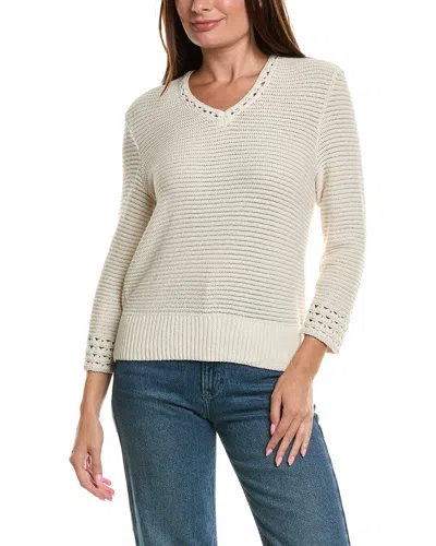 Nic + Zoe Nic & Zoe Edged Pop Stitch Sweater In Neutral