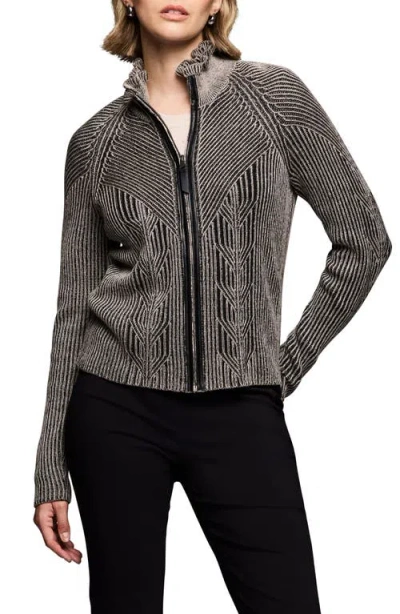 Nic + Zoe Engineered Zip Cardigan In Black Multi In Gray
