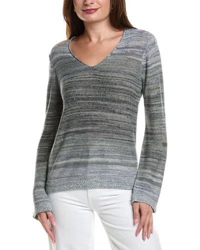 Nic + Zoe Nic & Zoe Hazy Shades Linen-blend Sweater In Gray