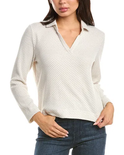 Nic + Zoe Nic & Zoe Petite Textured Tuck Stitch Knit Polo In Brown