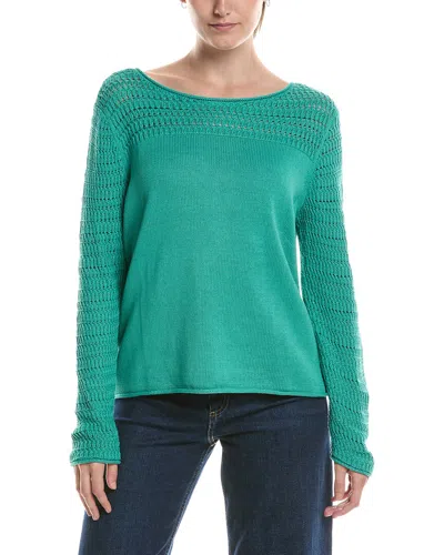 Nic + Zoe Nic & Zoe Placed Pointelle Sweater In Green