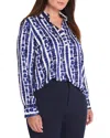 Nic + Zoe Shibori Stripe Top In Blue