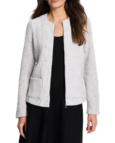 Nic + Zoe Nic & Zoe Zip Front Mix Knit Jacket In White