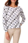 Nic + Zoe Nic+zoe Night & Day Abstract Print Sweater In White Multi