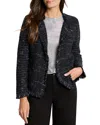 Nic + Zoe Nic+zoe Petite Nightfall Fringe Mix Knit Jacket In Black Indigo