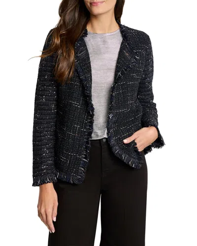 Nic + Zoe Nic+zoe Petite Nightfall Fringe Mix Knit Jacket In Black Indigo