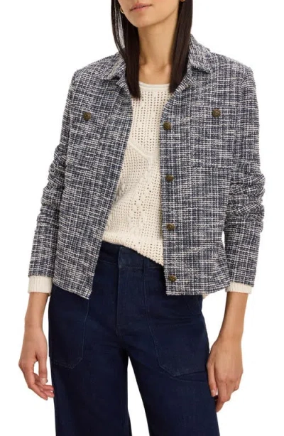 Nic + Zoe Nic+zoe Nightfall Metallic Crop Tweed Jacket In Blue