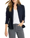 Nic + Zoe Nic+zoe Notch Collar Fringe Mix Knit Jacket In Blue