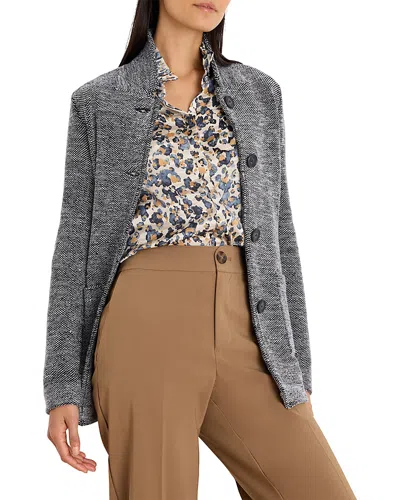 Nic + Zoe Nic+zoe Notch Lapel Tweed Stitch Sweater Jacket In Gray