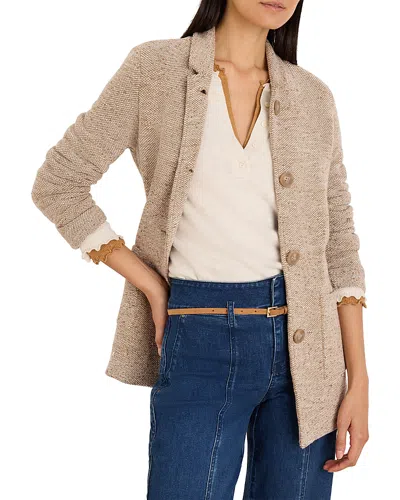 Nic + Zoe Nic+zoe Notch Lapel Tweed Stitch Sweater Jacket In Pink