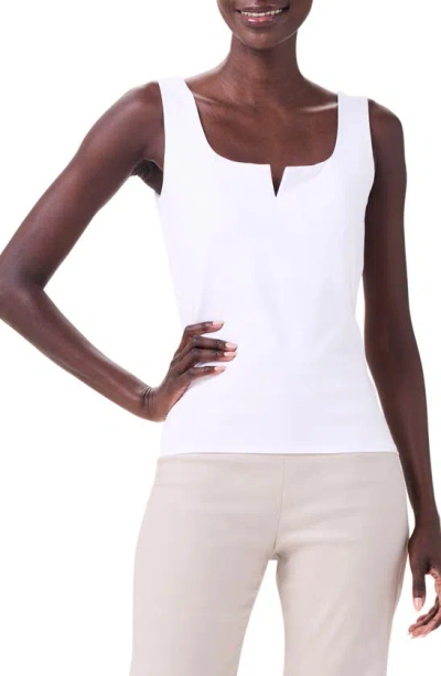 Nic + Zoe Notched Jersey Tank In Paper White