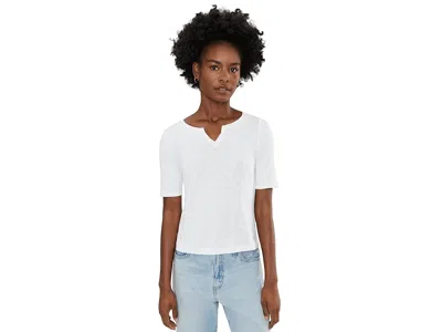 Nic + Zoe Nzt Elbow Sleeve Notch Tee Women's Clothing Paper White: Xl
