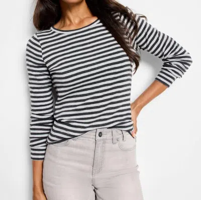Nic + Zoe Nzt Striped Bracelet Sleeve Boat Tee In Gmi-grey Multi