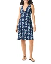 Nic + Zoe Ocean Batik Twist Front Jersey Dress In Indigo Multi