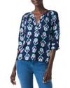 Nic + Zoe Nic+zoe Ocean Batik Elbow Sleeve Top
