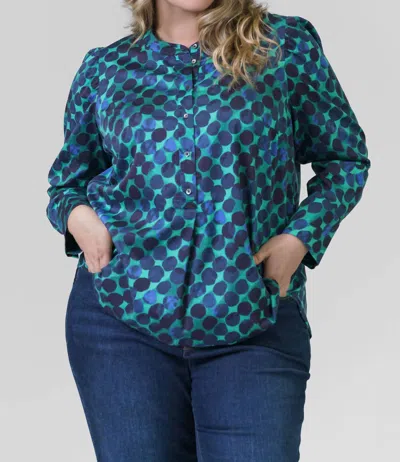 Nic + Zoe Ocean Dot Top In Green Multi