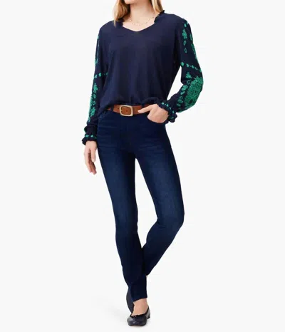Nic + Zoe Oceanic Long Sleeve Sweater In Indigo Multi In Blue