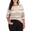 Nic + Zoe Nic+zoe Odyssey Mix Stripe Sweater In Gray
