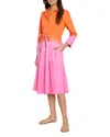 Nic + Zoe Nic+zoe Ayla Long Sleeve Ombré Shirtdress In Pink Multi